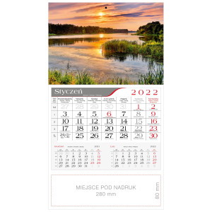 kalendarz jednodzielny - WSCHÓD NA MAZURACH