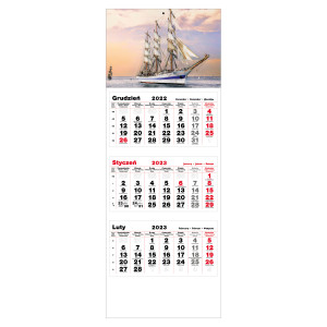 kalendarz trójdzielny- ŻAGLOWIEC