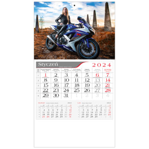kalendarz jednodzielny  - DZIEWCZYNA Z MOTOCYKLEM