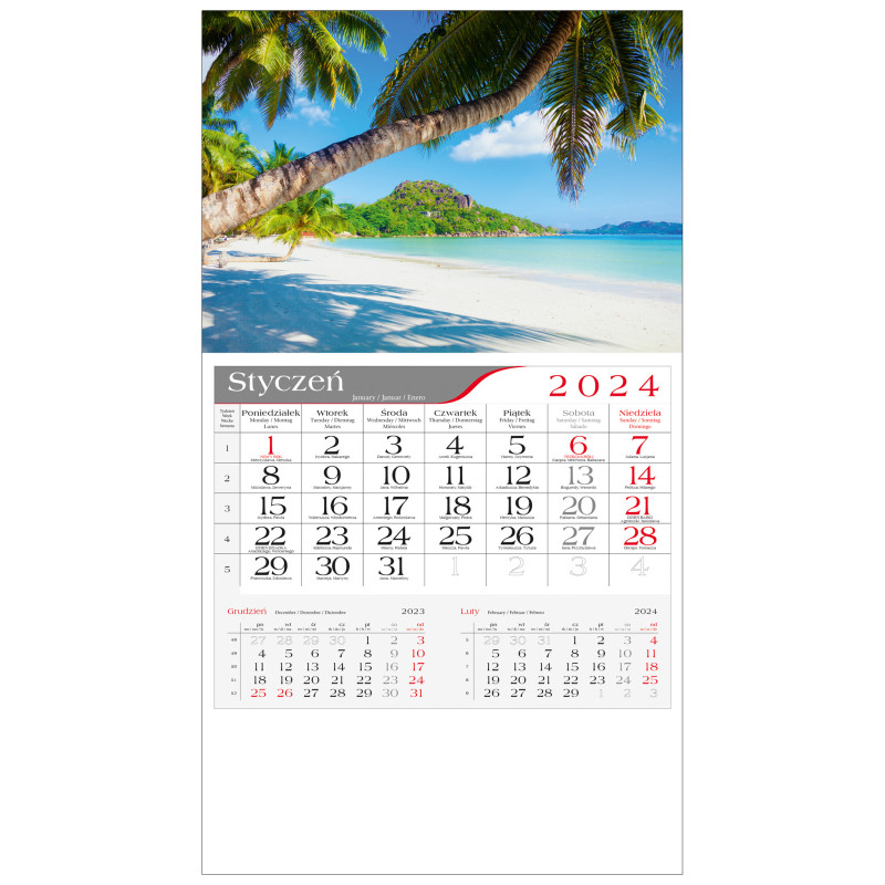 kalendarz jednodzielny  - PALMY
