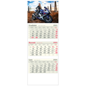 kalendarz trójdzielny - DZIEWCZYNA Z MOTOCYKLEM
