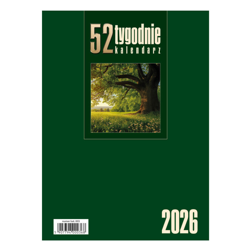 kkalendarz Biurkowy - Stojący - Tygodniowy - 52T- c.zielony