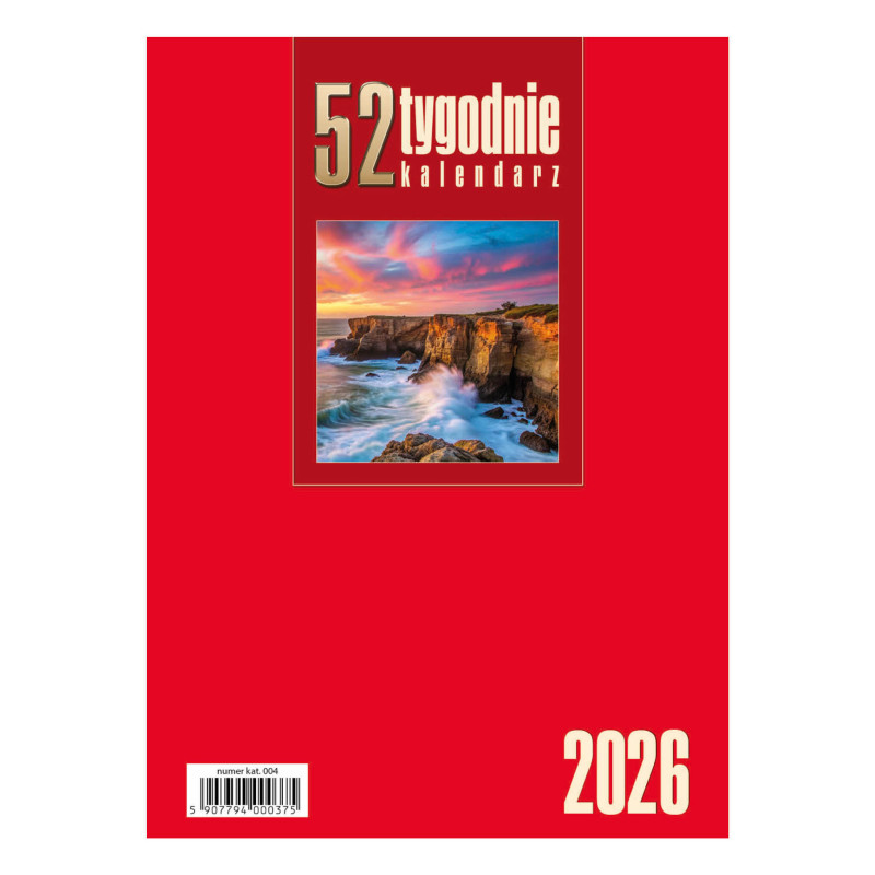 kalendarz Biurkowy - Stojący - Tygodniowy - 52T- czerwony