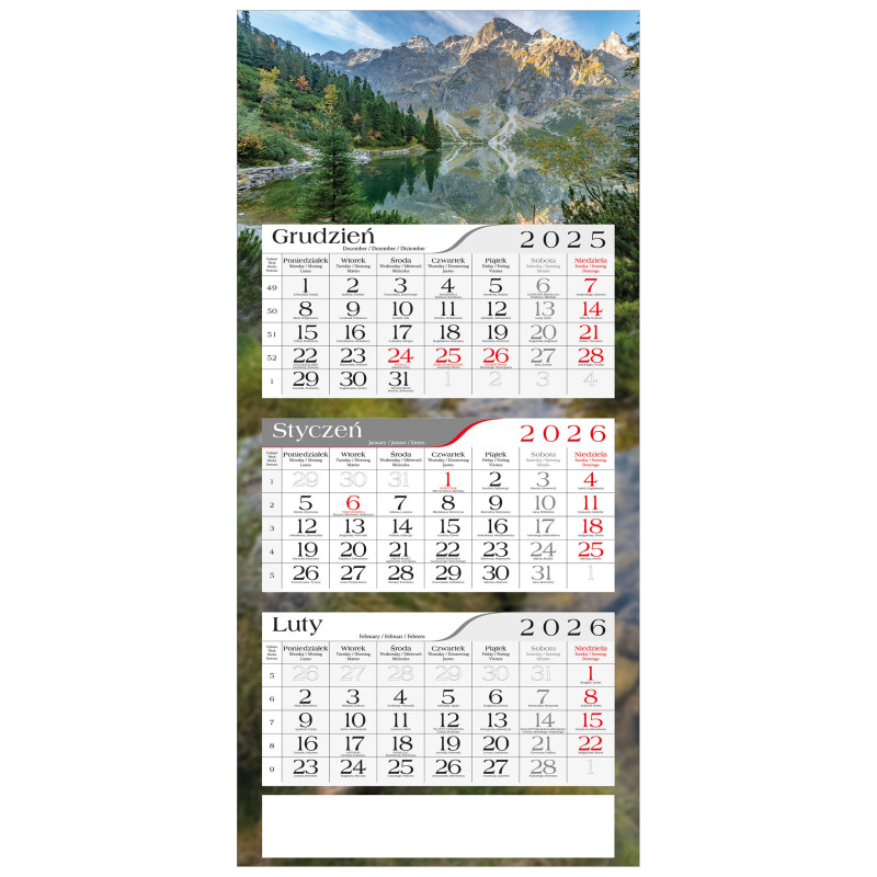 kalendarz trójdzielny poster - MORSKIE OKO