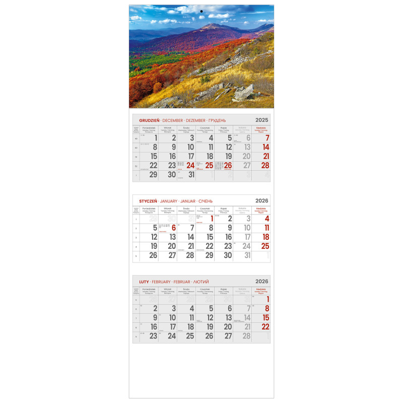 kalendarz trójdzielny - BIESZCZADY