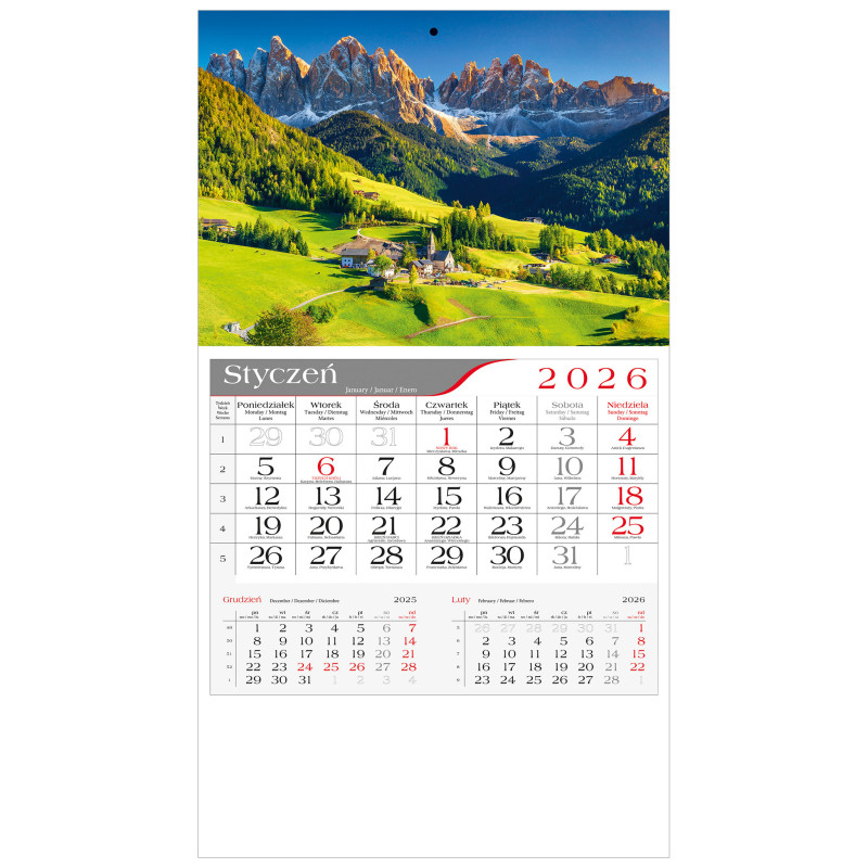 kalendarz jednodzielny  - DOLOMITY