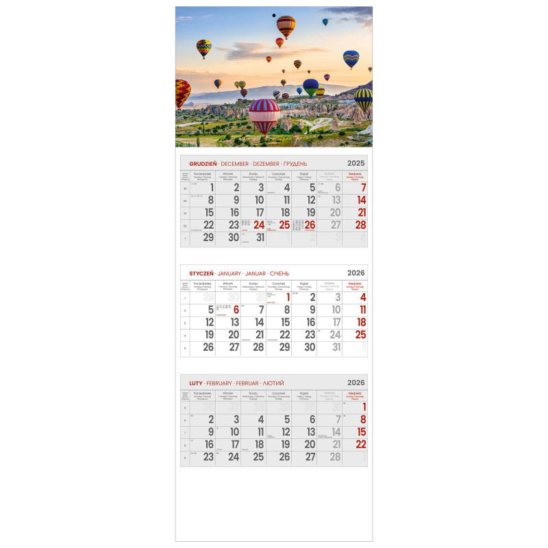 kalendarz trójdzielny -  BALONY