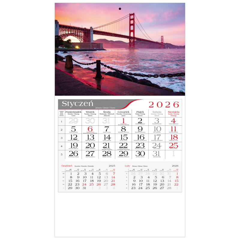 kalendarz jednodzielny  - MOST GOLDEN GATE