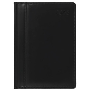 SKÓRA * A4 tygodniowy z registrem CZARNY kalendarz książkowy - blok bordo FSC MIX CREDIT - TUEV-COC-001497